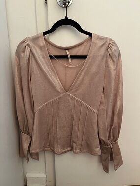 Free People Rose Gold Shimmer Top